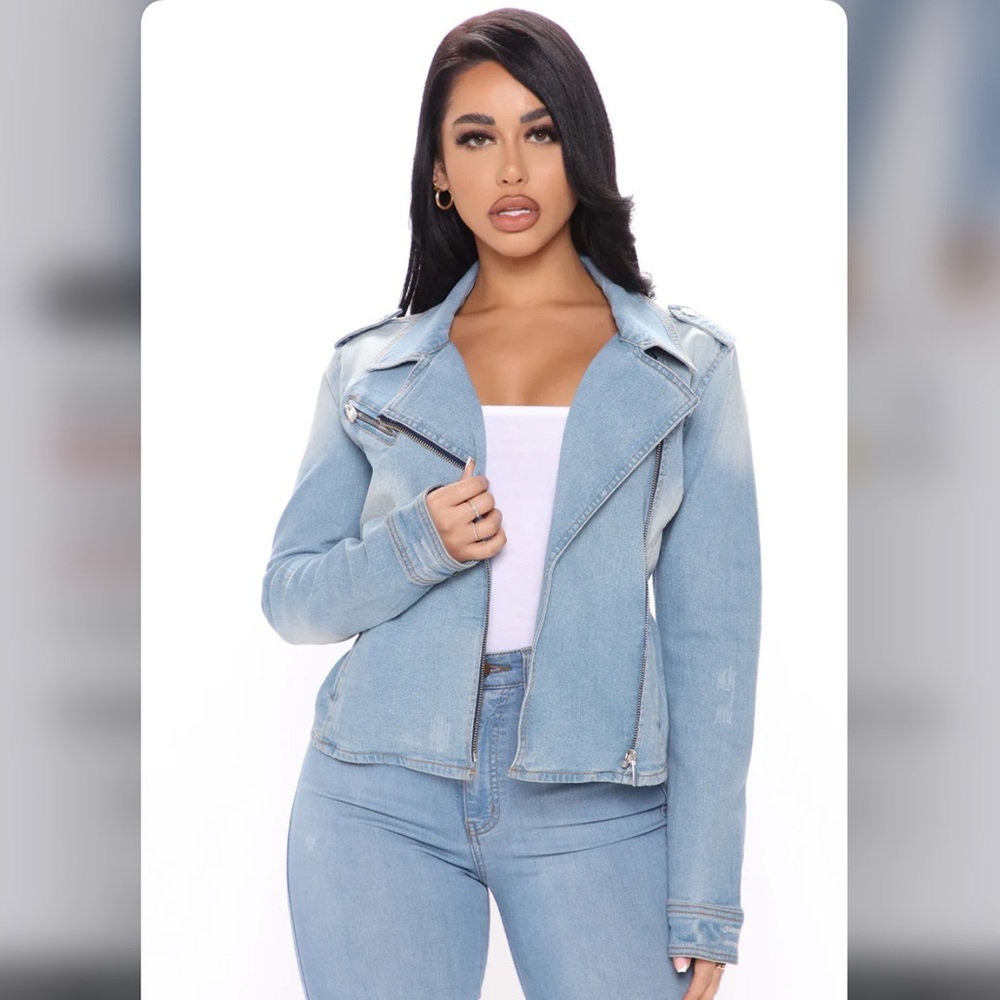 Edgy Gal Denim Moto Jacket